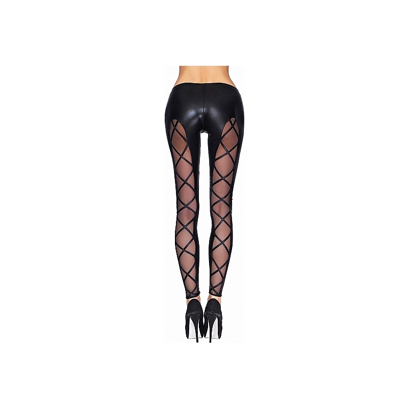 CAMIRI LEGGINS EFECTO MOJADO CON TRANSPARENCIAS - NEGRO