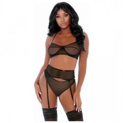 COMPARE AND CONTRAST LINGERIE SET NEGRO