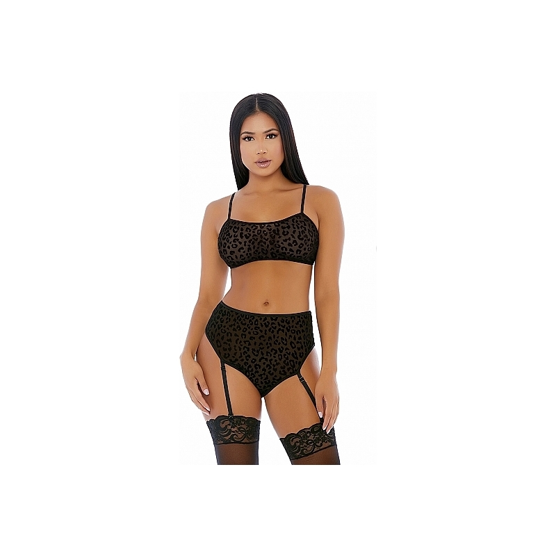 LUSTFUL LEOPARD CAMI LINGERIE SET NEGRO