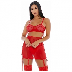 PUT O-RING ON IT LINGERIE SKIRT ROJO