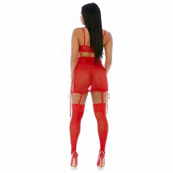 PUT O-RING ON IT LINGERIE SKIRT ROJO