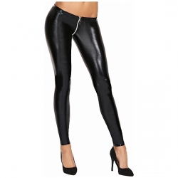 VALERA WETLOOK ZIPPER LEGGINS NEGRO