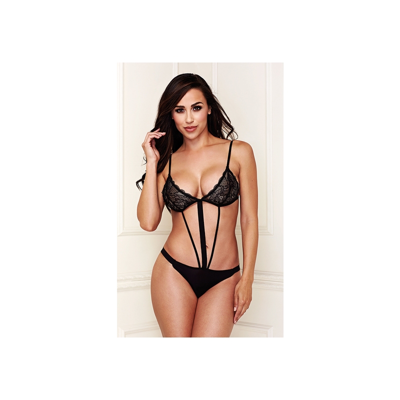 STRAPPY LACE TEDDY- NEGRO CON TIRAS