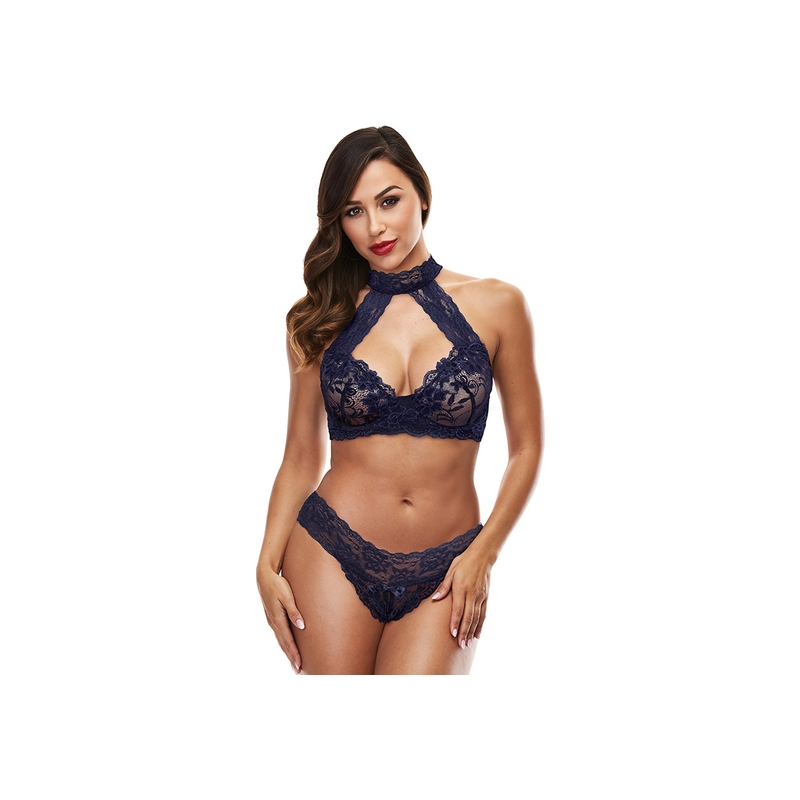 LACE HALTER BIKINI SET - CONJUNTO ENCAJE MARINO