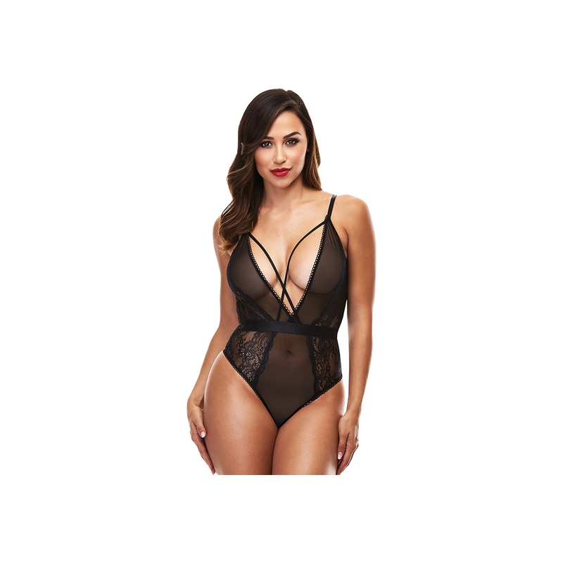 STRAPPY TEDDY WITH DEEP V - ESCOTE V