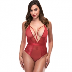 STRAPPY TEDDY WITH DEEP V - BODY V ROJO