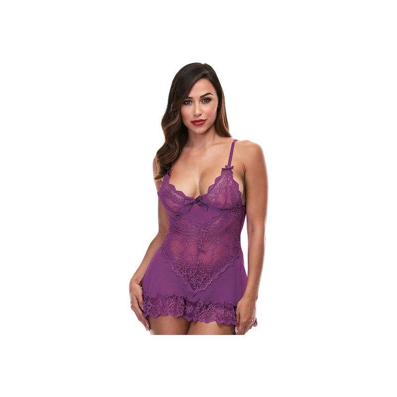 MINI LACE CHEMISE - PICARDIAS MORADO