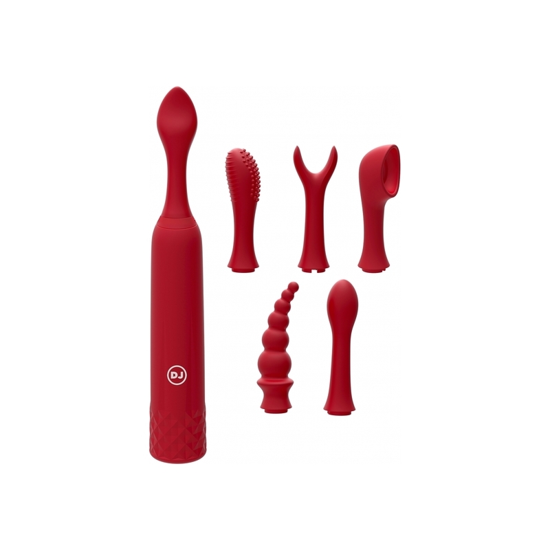 IQUIVER - SET PEQUEÑO VIBRADOR 7 PIEZAS - ROJO VELVET