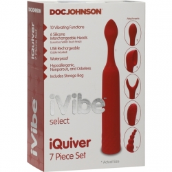 IQUIVER - SET PEQUEÑO VIBRADOR 7 PIEZAS - ROJO VELVET