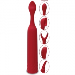 IQUIVER - SET PEQUEÑO VIBRADOR 7 PIEZAS - ROJO VELVET