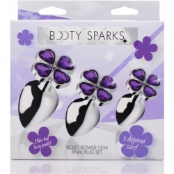 KIT PLUG ANAL 3 PIECES - TREBOL MORADO - PLATEADO