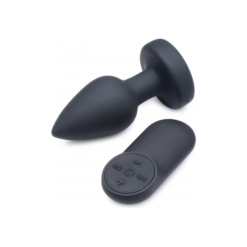 PLUG ANAL VIBRADOR DE SILICONA -LARGO -NEGRO