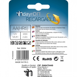 PILA RECARGABLE HR06 1,2V 2000MA DAYRON PACK 2