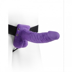 PENE REALÍSTICO CON ARNÉS 19 CM MORADO