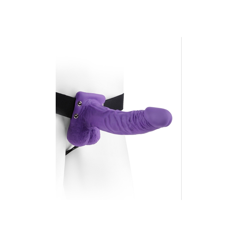 PENE REALÍSTICO CON ARNÉS 19 CM MORADO