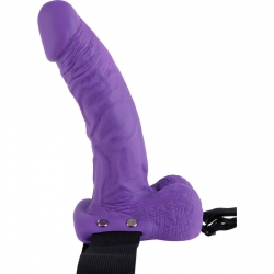 PENE REALÍSTICO CON ARNÉS 19 CM MORADO