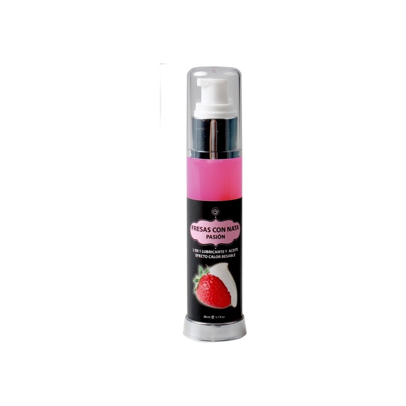 LUBRICANTE Y ACEITE 2 EN 1 EFECTO CALOR FRESAS NATA, 50 ML.