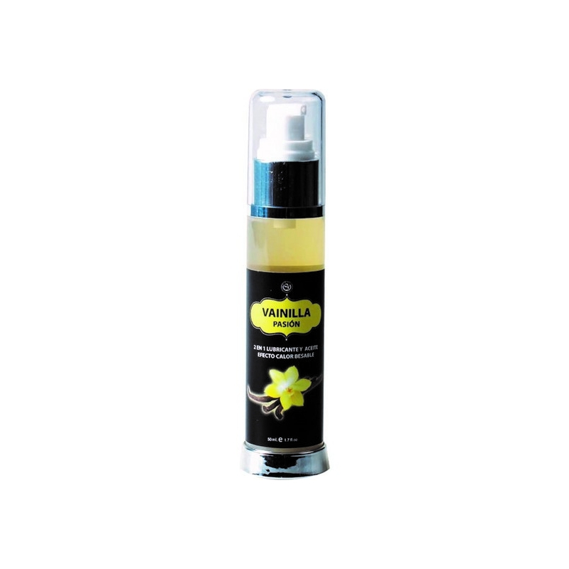 LUBRICANTE Y ACEITE 2 EN 1 EFECTO CALOR VAINILLA, 50 ML.